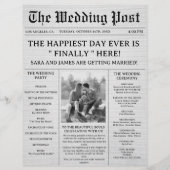 ユニークな新聞風結婚式プログラム チラシ (正面)