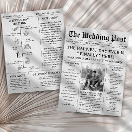 ユニークな新聞風結婚式プログラム チラシ