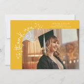 ユニークな星の黄色の卒業写真ありがとうカード 案内状 (正面)