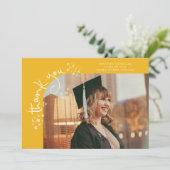 ユニークな星の黄色の卒業写真ありがとうカード 案内状 (スタンド正面)