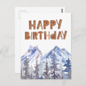 ユニークな森の冬の風景「ハッピーバースデー」 ポストカード (正面/裏面)