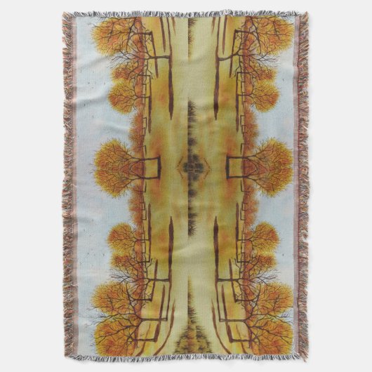 ユニークな様式化された写真の秋の景色のアートワーク スローブランケット (正面縦)