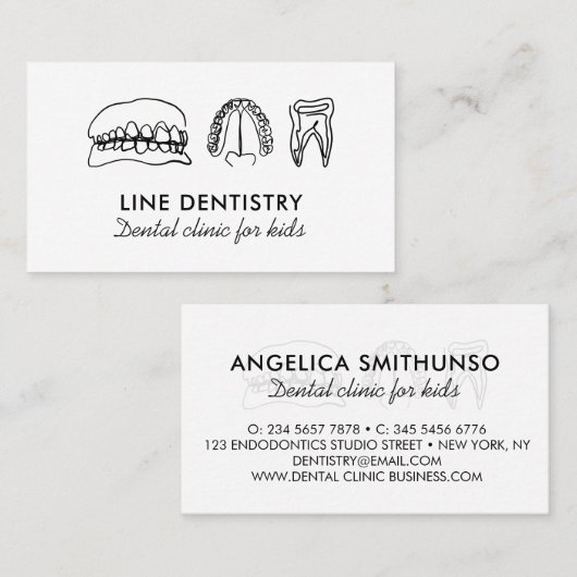 ユニークな歯科医の歯のホワイトニング歯科クリニック 名刺 (正面/裏面)
