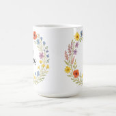 ユニークな水彩画の野の花のリースのカスタマイズ コーヒーマグカップ (中央)
