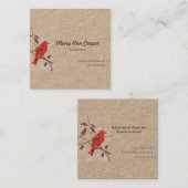 ユニークな水彩画の鳥の動物のペットの世話 スクエア名刺 (正面/裏面)