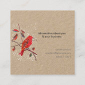 ユニークな水彩画の鳥の動物のペットの世話 スクエア名刺 (裏面)