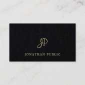 ユニークな流行の黒い金ゴールドの文字のフォントのモノグラム 名刺 (正面)