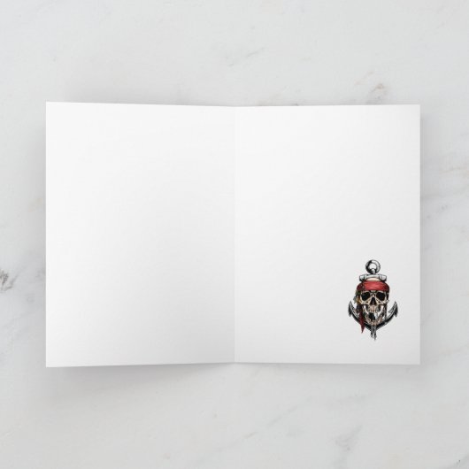 ユニークな海賊のドクロの誕生日 カード (内部)