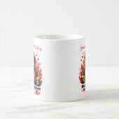 ユニークな消防士の愛 黒と赤のテキスト コーヒーマグカップ (中央)