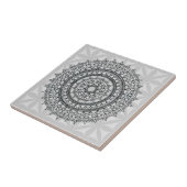 ユニークな灰色の花の手描きの曼荼羅パターン タイル (側面)