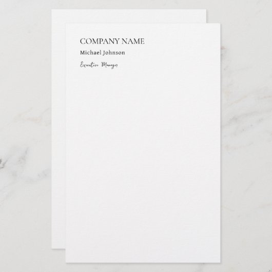 ユニークな現代のプロフェッショナル ミニマル チック 便箋 (正面/裏面)