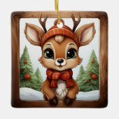 ユニークな田舎風クリスマスのトナカイ好きな人へのギフト🦌🎄 セラミックオーナメント (正面)
