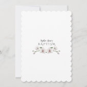 ユニークな白い蘭の花 ゴールドの女の子 洗礼 招待状 (裏面)