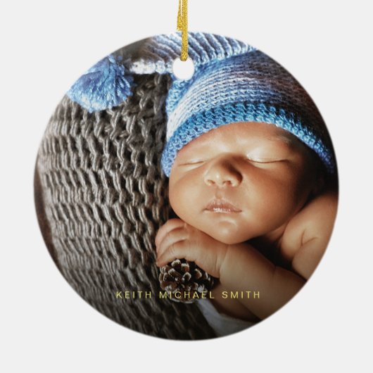 ユニークな祖父母の写真として私達の初めてのクリスマス セラミックオーナメント (裏面)