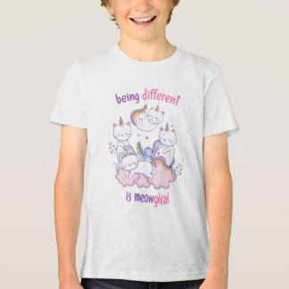 ユニークな私は魔法にかかった猫 ユニコーンと猫のかわいいデザイン トライブレンドＴシャツ