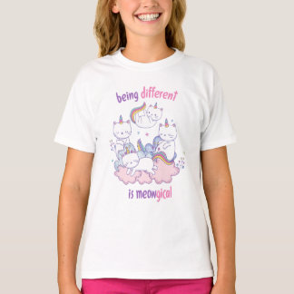 ユニークな私は魔法にかかった猫 可愛いユニコーンと猫 Tシャツ