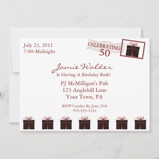 ユニークな第50誕生日のパーティの招待状 招待状 (正面)