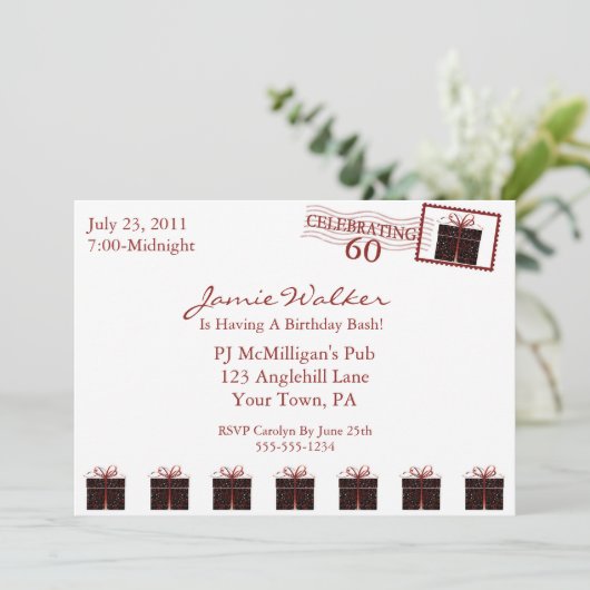 ユニークな第60誕生日のパーティの招待状 招待状 (スタンド正面)