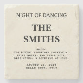 ユニークな結婚式のギフト「メモ」 ストーンコースター (正面)