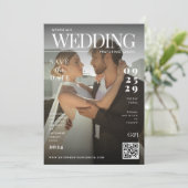 ユニークな結婚式の表紙 ダークフォト 結婚式の招待状 セーブザデート (スタンド正面)