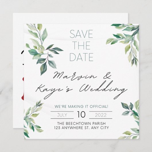 ユニークな結婚式招待状 Save The Date 招待状 (正面/裏面)