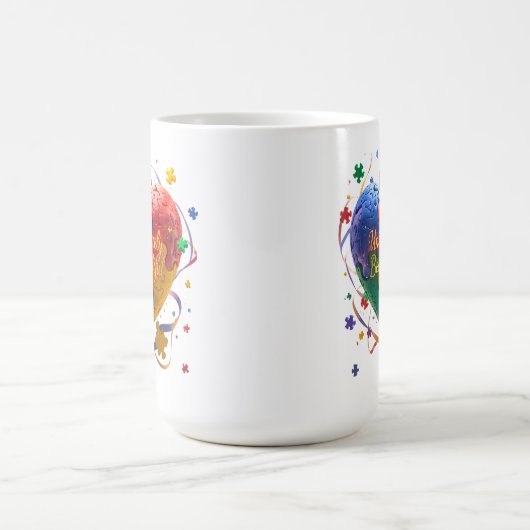 ユニークな美しさ – かわいい自閉症意識が集まる コーヒーマグカップ (中央)