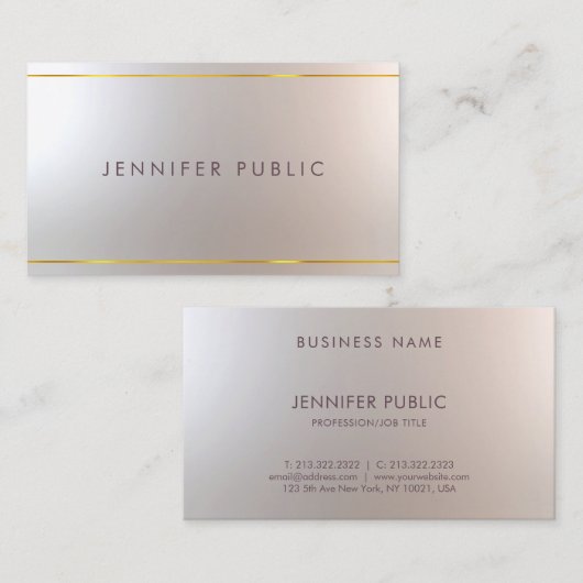 ユニークな美容院の創造的な金ゴールドのストライプのな魅力 名刺 (正面/裏面)