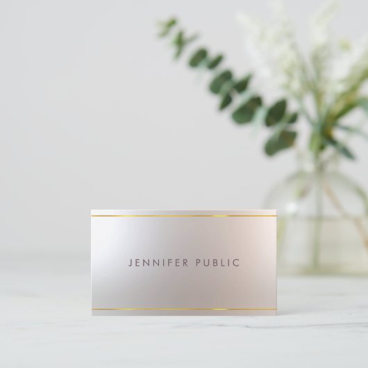 ユニークな美容院の創造的な金ゴールドのストライプのな魅力 名刺 (スタンド正面)