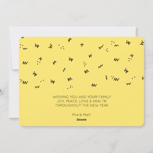 ユニークな色の編集可能新年は写真カードを望みます シーズンカード (裏面)