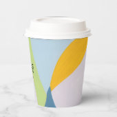 ユニークな色ブロック抽象アートとオーダーメッセージ 紙コップ (左)