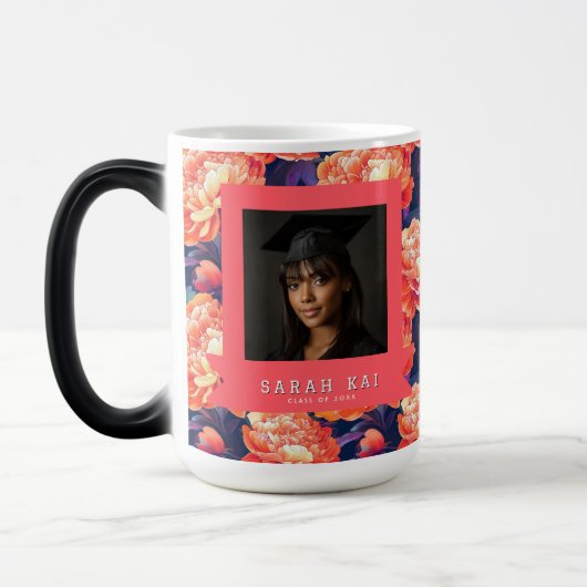 ユニークな芍薬プリント卒業コーヒー モーフィングマグカップ (左)