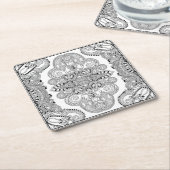 ユニークな落書き スクエアペーパーコースター (アングル)