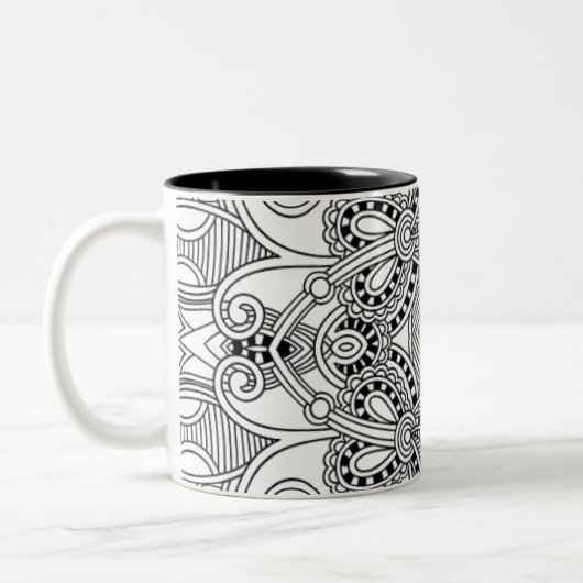 ユニークな落書き ツートーンマグカップ (左)