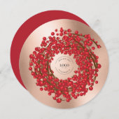 ユニークな赤い実のリース　貴社のロゴがここに シーズンカード (正面/裏面)