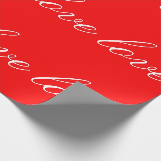 ユニークな赤と白のラブウェディングのカリグラフィー ラッピングペーパー (角)