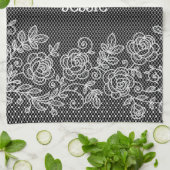 ユニークな透明なフローラルレースパーソナライズ キッチンタオル (折り畳み)