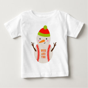 ユニークな野球スノーマン子供用Tシャツ ベビーTシャツ