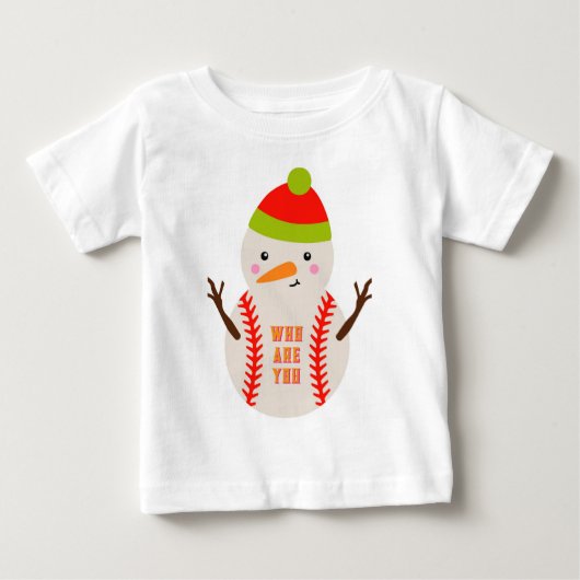 ユニークな野球スノーマン子供用Tシャツ ベビーTシャツ (正面)