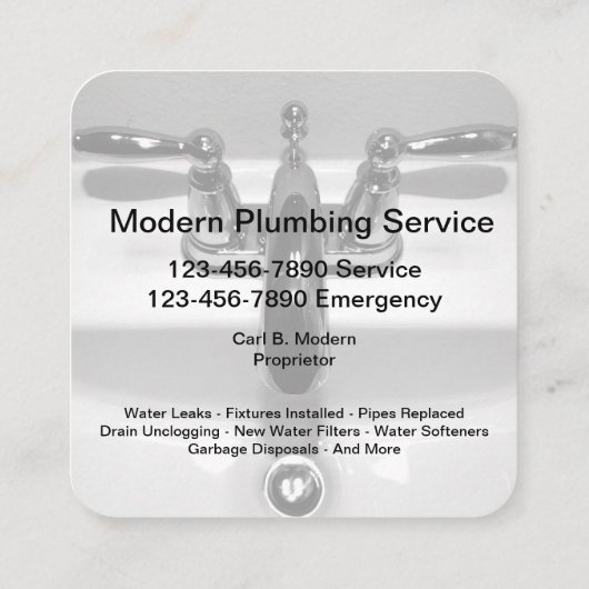 ユニークな鉛管工ビジネスプロフィールカード スクエア名刺 (裏面)