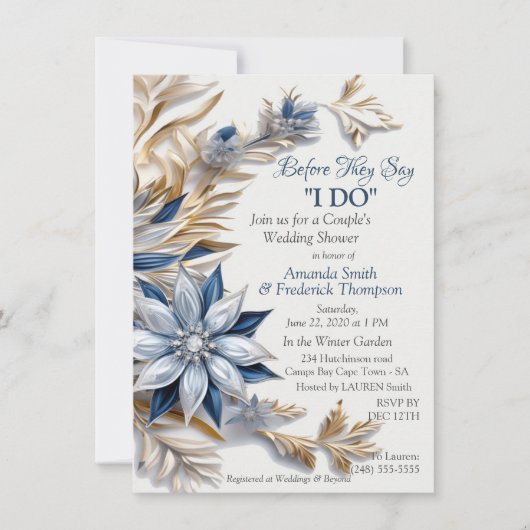 ユニークな雪の結晶のフェスティブな冬のデザイン 招待状 (正面)