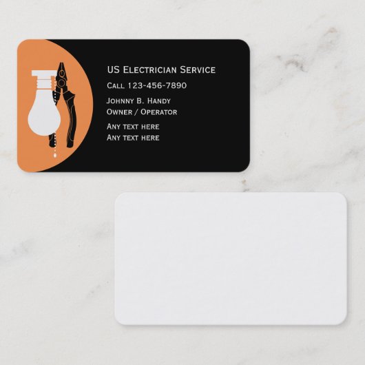 ユニークな電気技師の名刺 名刺 (正面/裏面)