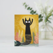 ユニークな黒猫マーメイド ポストカード (スタンド正面)