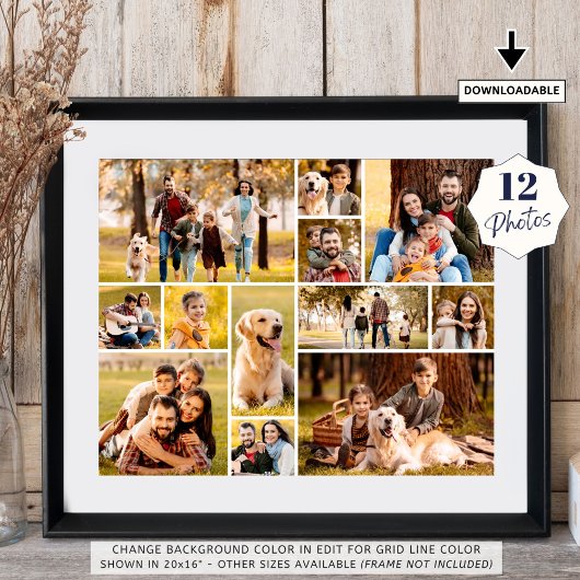 ユニークな12枚の写真コラージュ シンプル ポスター