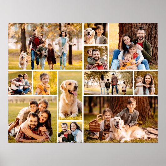 ユニークな12枚の写真コラージュ シンプル ポスター (正面)