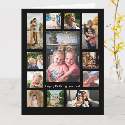 ユニークな12枚の写真コラージュ ミニマル シンプルなモノтаж カード (黄色い花)