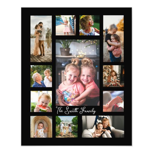 ユニークな12枚の写真コラージュ ミニマル シンプルなモンテージ フォトプリント            (正面)