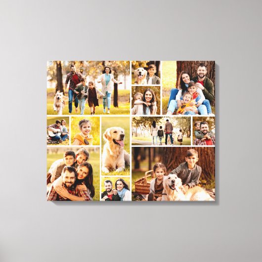 ユニークな12枚の写真コラージュ ミニマル シンプル キャンバスプリント (正面)