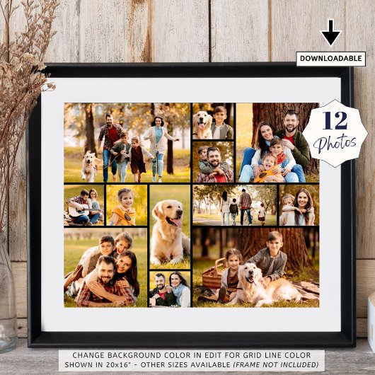 ユニークな12枚の写真コラージュ ミニマル シンプル ポスター