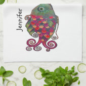 ユニークな2つの虹のお洒落な魚の組のカップル非常に キッチンタオル (折り畳み)