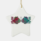 ユニークな2つの虹のお洒落な魚の組のカップル非常に セラミックオーナメント (右)